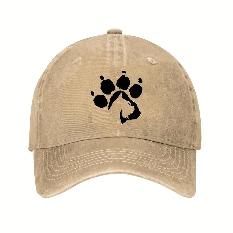 Dog Paw Print Silhouette Baseball Cap Cotton Adjustable Dog Owner Dad Hat Casual