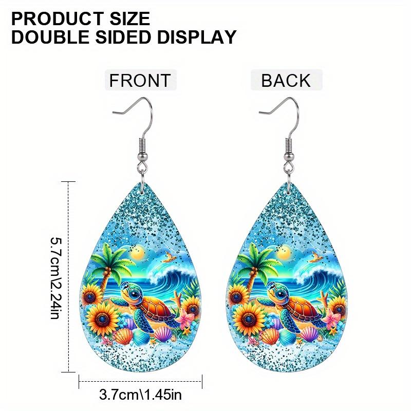 Ocean Style Coconut Tortoise PU Leather Earrings Fashion Earrings Holiday Gifts for Friends Party Fashion Accessories Elegant Earrings Party Earrings