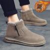 Snow boots men's shoes 2025 winter mid top cotton shoes for outdoor warmth and thick velvet cotton shoes for cold protection