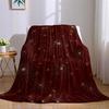 Burgundy Firework Sparkle Flannel Blanket Warm Soft Halloween Christmas Couch Warm Cozy Decorative Decor Gift for All Season