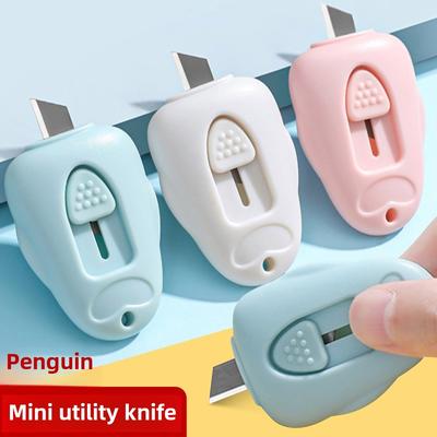 1 Peça Mini Canivete de Bolso Pinguim Utilitário Canivete Caixa Cortador de Papel Artesanato Embalagem Lâmina Recarregável Papelaria