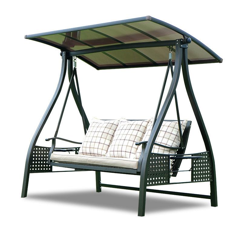In-Stock Outdoor Hanging Swing Chair: Waterproof Wrought Iron Reclining Rocker for Balcony, Courtyard, or Garden