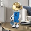 1pc Astronaut Football Figurine,Creative Resin Home,Office Decor,Blue/White Soccer Player Astronauts with Golden Helmets, Fun Sports,Themed Decoration