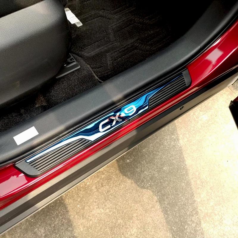Door Sill Pedal Car Scuff Plate For Mazda CX-9 CX9 2016 2018 2024 Protector Threshold Trim Auto Guard Cover Accessorie