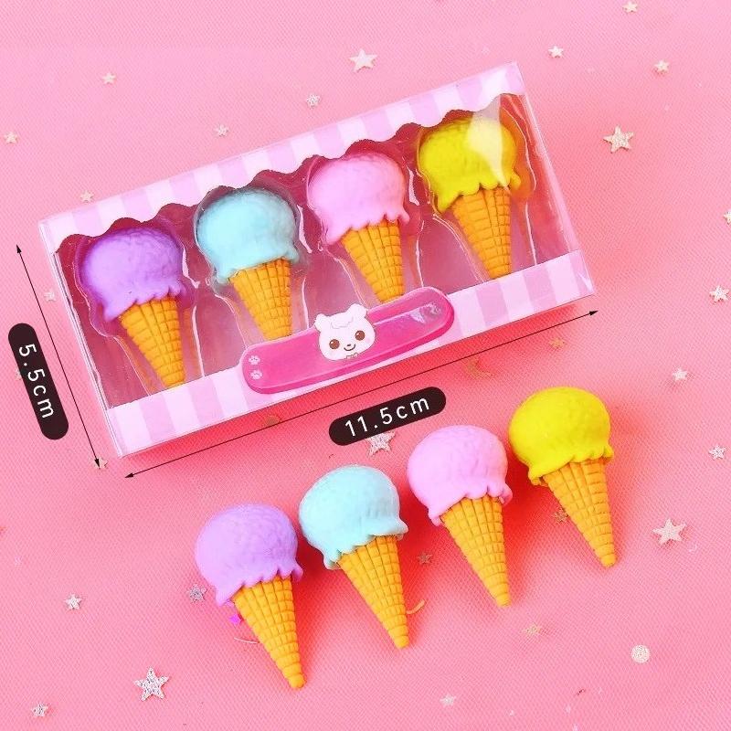 4 Pieces Per Set Cute Donut Dessert Eraser Simulation Dessert Shape ThreeDimensional Detachable Student Learning Stationery