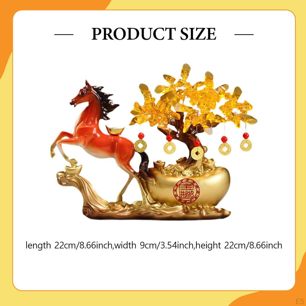 Decorative Horse Sculpture, Resin Ornament, Standing Figurine, Original Symbol of Wealth And