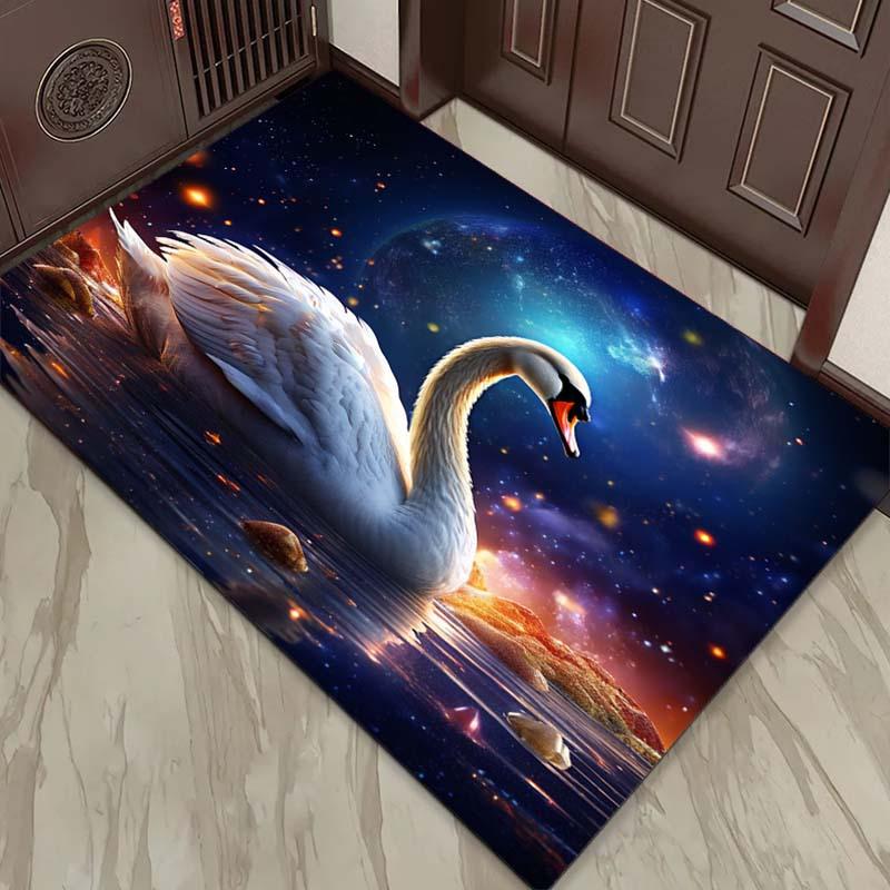 Kosmischer Schwan Teppich: Traumhaftes Galaxie-Design für stilvolle Wohnräume - Verleihen Sie Ihrem Zuhause einen Hauch von Fantasie Rutschfester Teppich