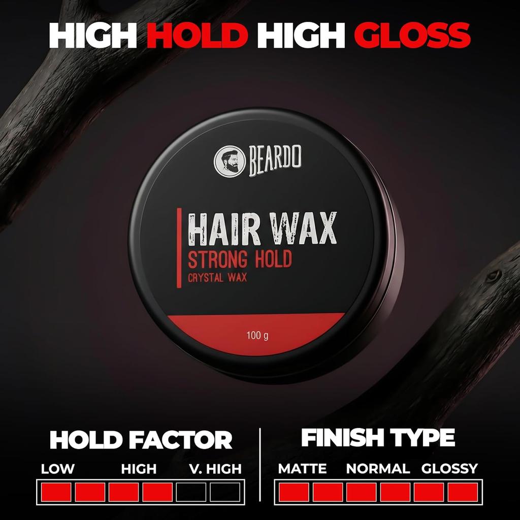 Beardo Stronghold Hair Wax 100 gm Pack of 1 Glossy Finish Shine Strong Hold Styling Gel