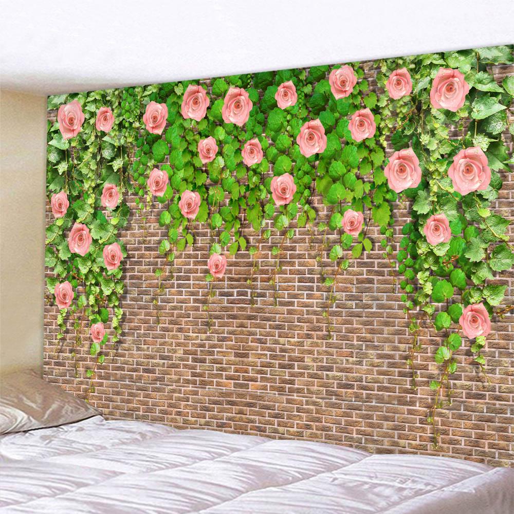 Stone Wall Flower 3D Print Tapestry Polyester Fabric Living Room Wall Decorative Art Blanket Bohemian Hippie Beach Picnic Mat