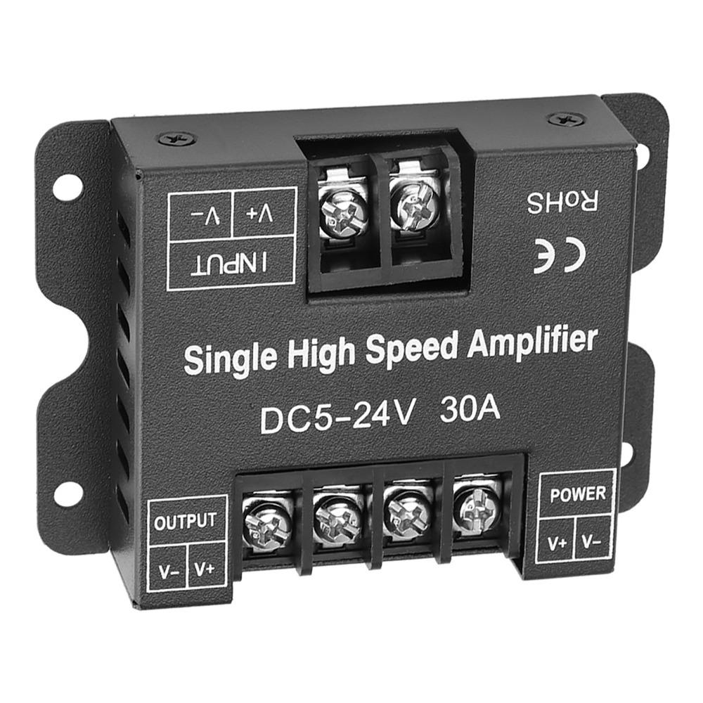 Easy Install DC5-24V LED Controller RGB 30A LED Amplifier Single Color High Power Signal Repeater Lamp Drive