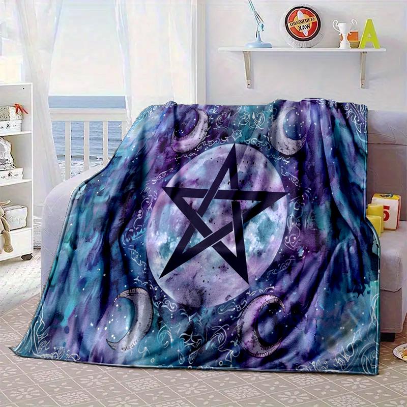 Pentagram And Moon Artwork Blanket Flannel Blanket Throw Blanket Sofa Cover Blanket Soft Premium Blanket Picnic Blanket Tv Blanket Gifts