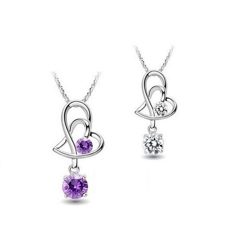 Weihua Heart-to-Heart Silver-Plated Necklace - Korean Fashion Jewelry with Popular Pendants