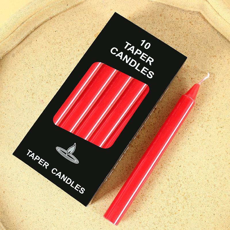 10 Pieces/boxed Colored Long Pole Candles for Household Lighting Candlelight Dinner Western Restaurant Emergency Power Outage Wax Candle
