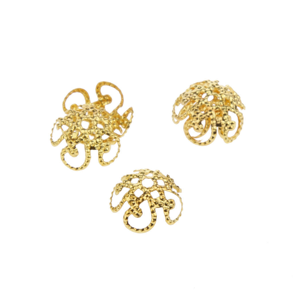 100 st 10 mm Vintage kopparpläterade blompärlor Caps Smycken gör Silver