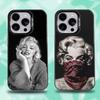 Capa de Telefone Estilo Anos 80 M-Marilyn M-Monroe Para iPhone 16,15,14,13,12,11,Mini,Pro,E,SE4,XS,MAX Capa Preta Candy Fosca