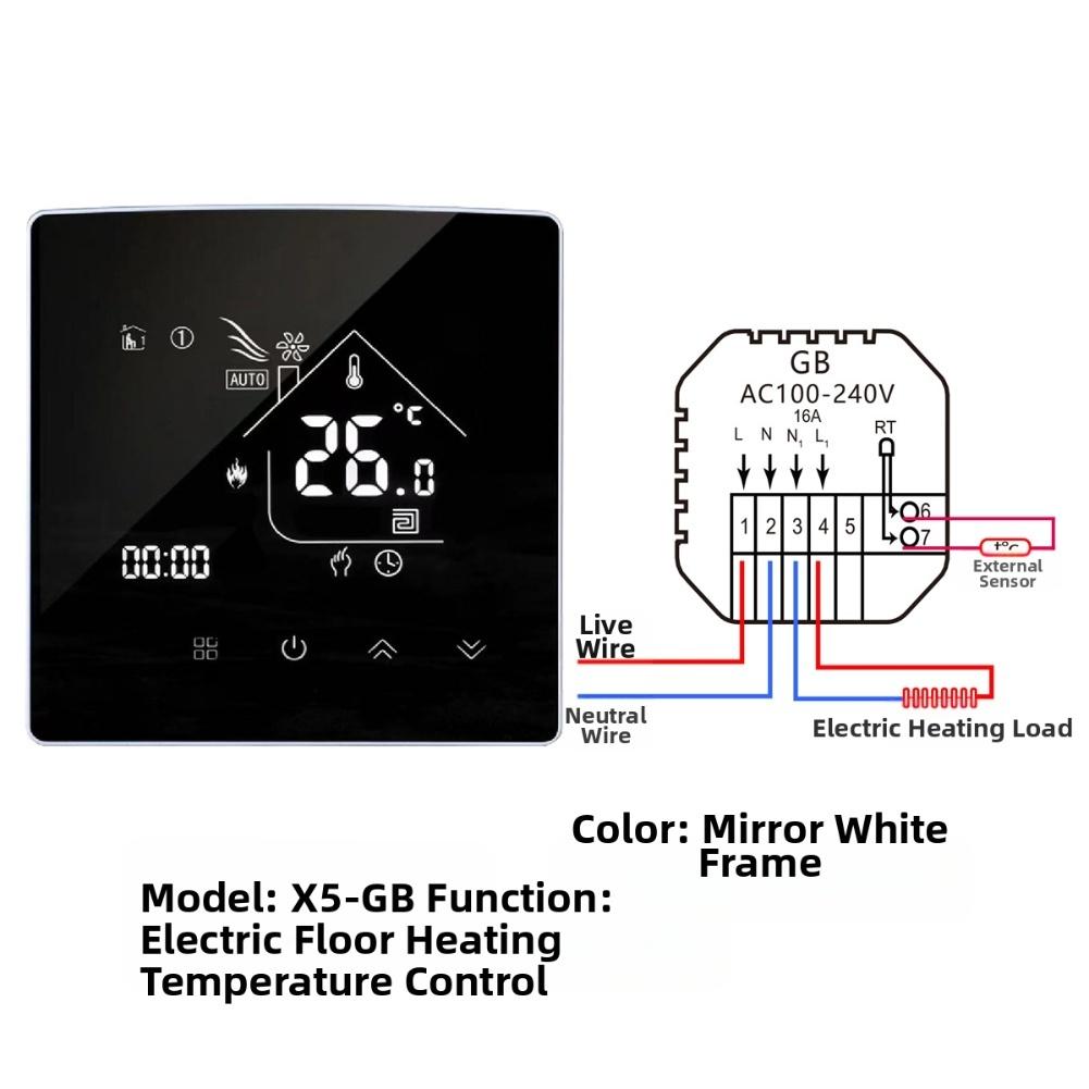 Smart WiFi Thermostat with Touchscreen Interface and Remote Control for Home Use Compatible with Various Heating Systems