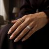 2 Piece Travel Ring Set for Women Brass Zircon Cushion Halo Engagement Alternative Pave Band Worry Free Jewelry