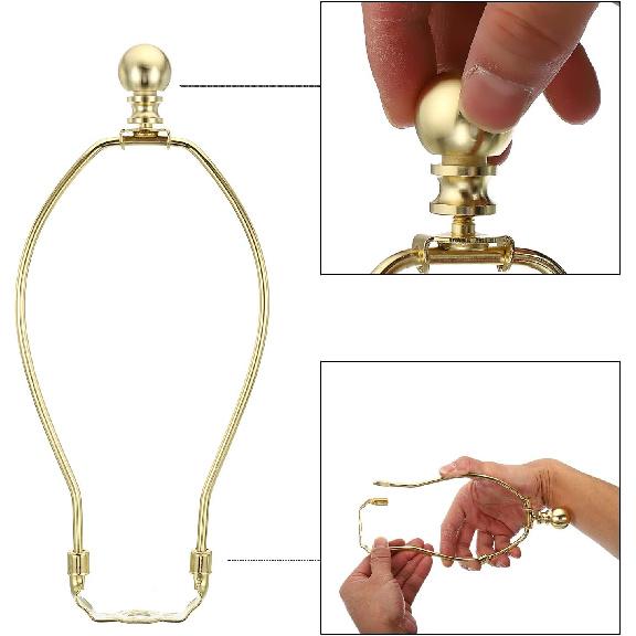 PATIKIL 9 Inch Lamp Harp Kit with Finial, 1 Set Detachable Shade Bracket Holder, DIY Lighting Accessories for Table Floor Lamps, Gold Tone