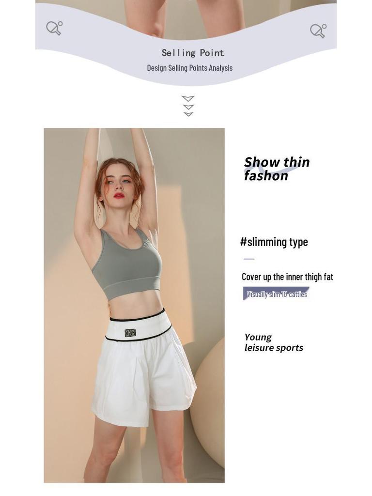 Women's High-Waist Quick-Dry Slimming Yoga Shorts - Loose Fit, Anti-Exposure, Faux Layer Fitness Pants