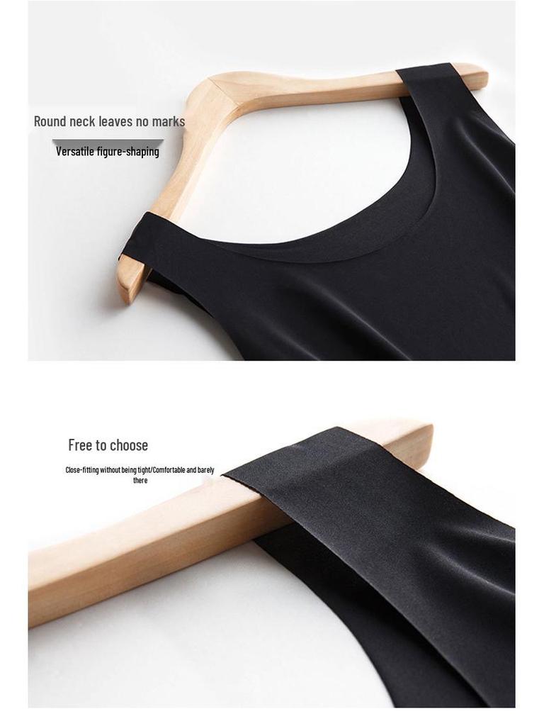 Jupon sans couture en soie glacée grande taille: Camisole Anti-Transparence, Anti-Exposition & Nuisette Mi-Longue pour l'Été.