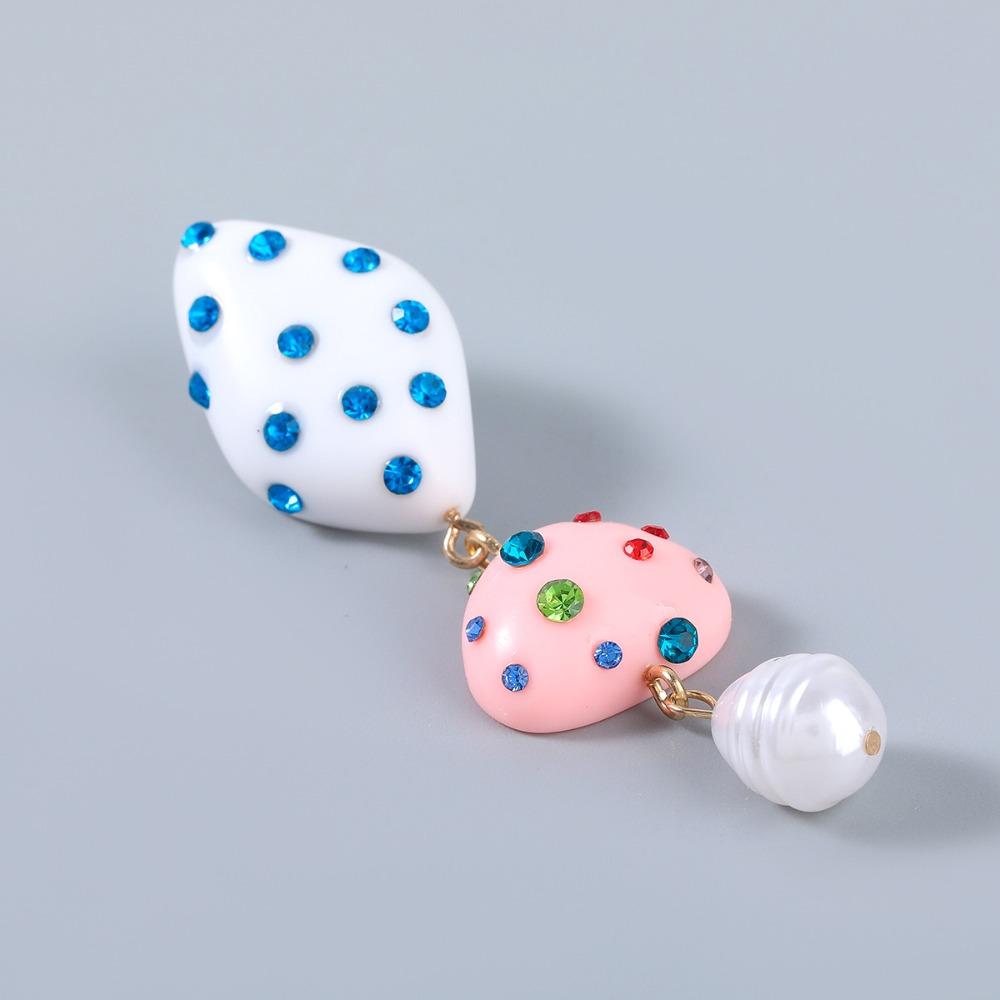Cute Exaggerated Irregular Geometry Candy Colorful Resin Acrylic Imitation Pearl Dangle Earrings for Women Summer Jewelry Gifts