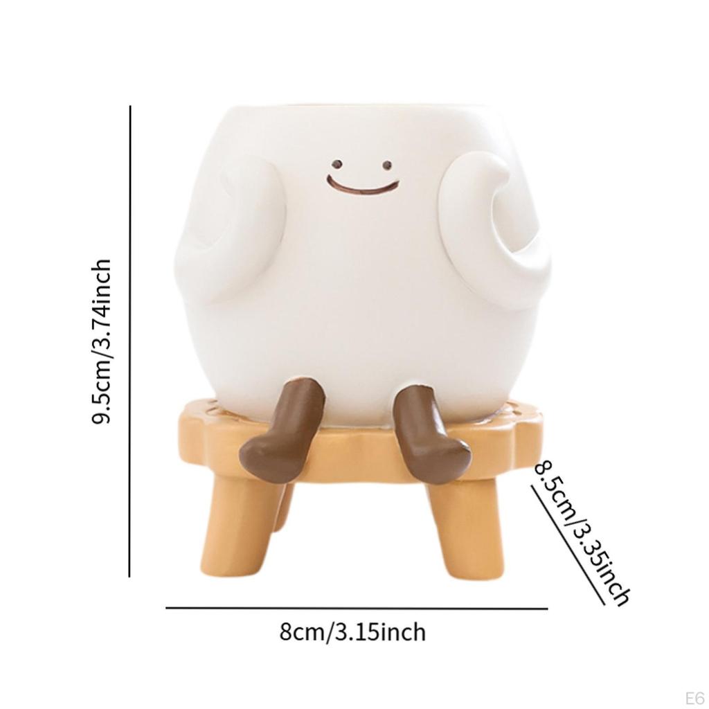 Cartoon Resin Flower Holder Ornament Collectible Pot Decorative Planter for Office Party Entryway