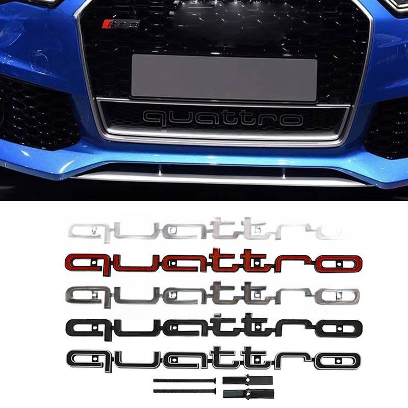 Emblema RS Style Quattro per Cofano Lungo, Distintivo Cromato per Griglia Anteriore, Accessorio Esterno per Auto