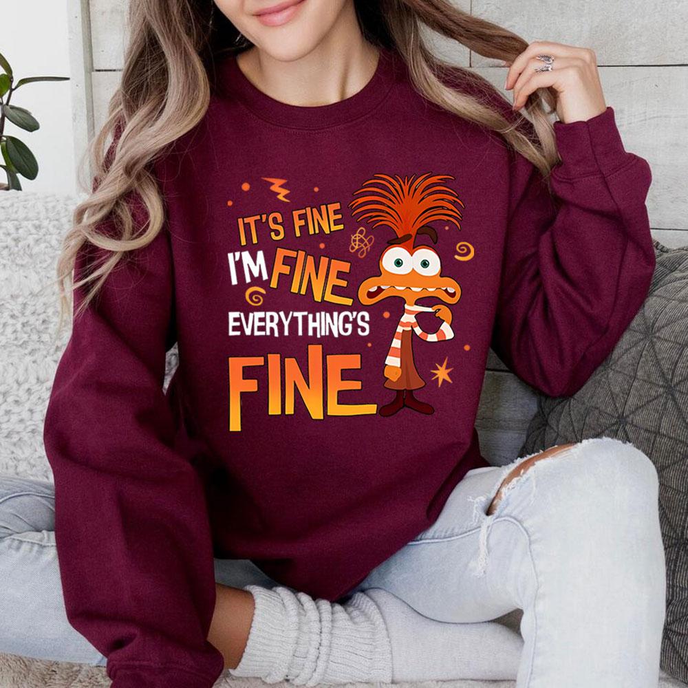 Ters Yüz 2 Kaygı Sweatshirt Her Şey Yolunda Ters Yüz Kaygı Duygular Tişört Retro Ruh Sağlığı Sweatshirtleri Hayran Hediyesi