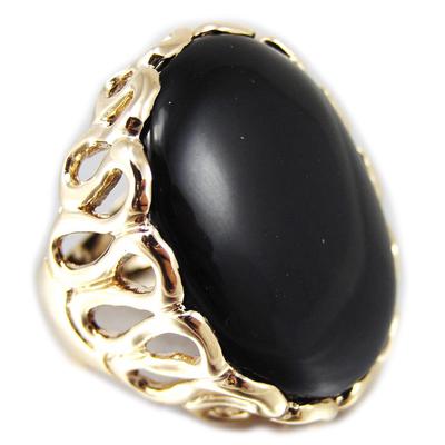 Gold Plated 'Oracle' Onyx Ring