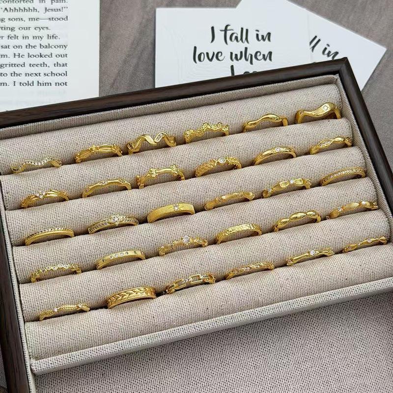 Medieval Vintage Simple Plain Ring Narrow Version French Retro Brushed Ring Irregular Geometric Personality Ring Woman