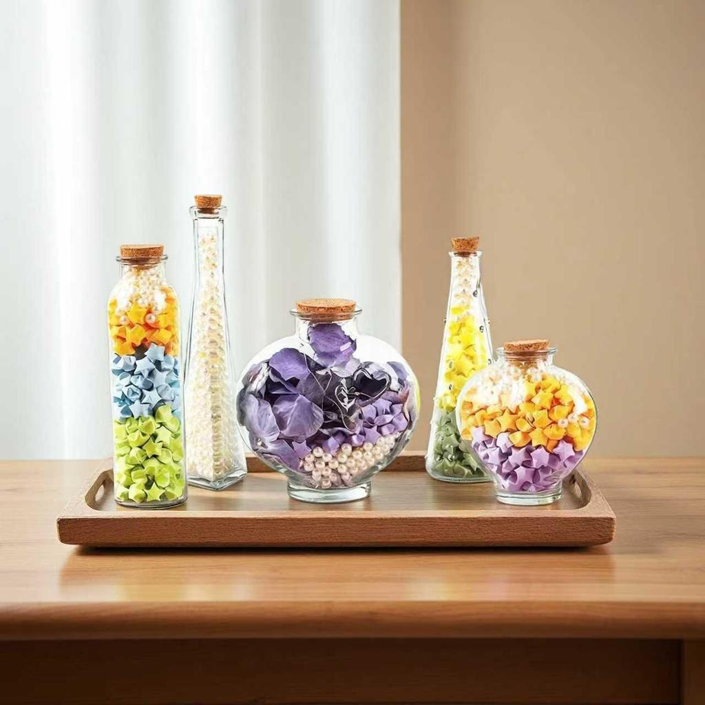 DIY Cork Star Wishing Drift Bottle - Clear Glass Ocean Lucky Star Bottle