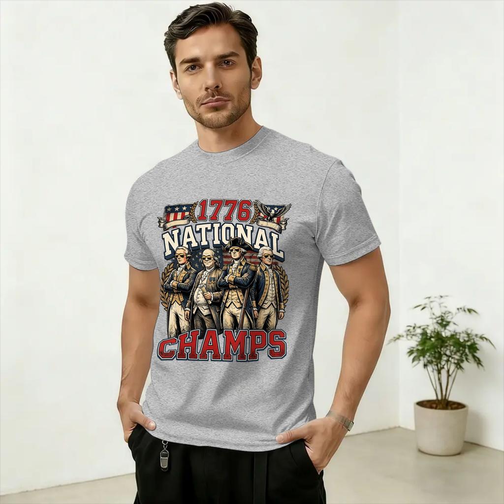 250th 1776 National Champs Funny Patriotic America Founding Father T Shirts for Unisex 100 Cotton Fashion for Male