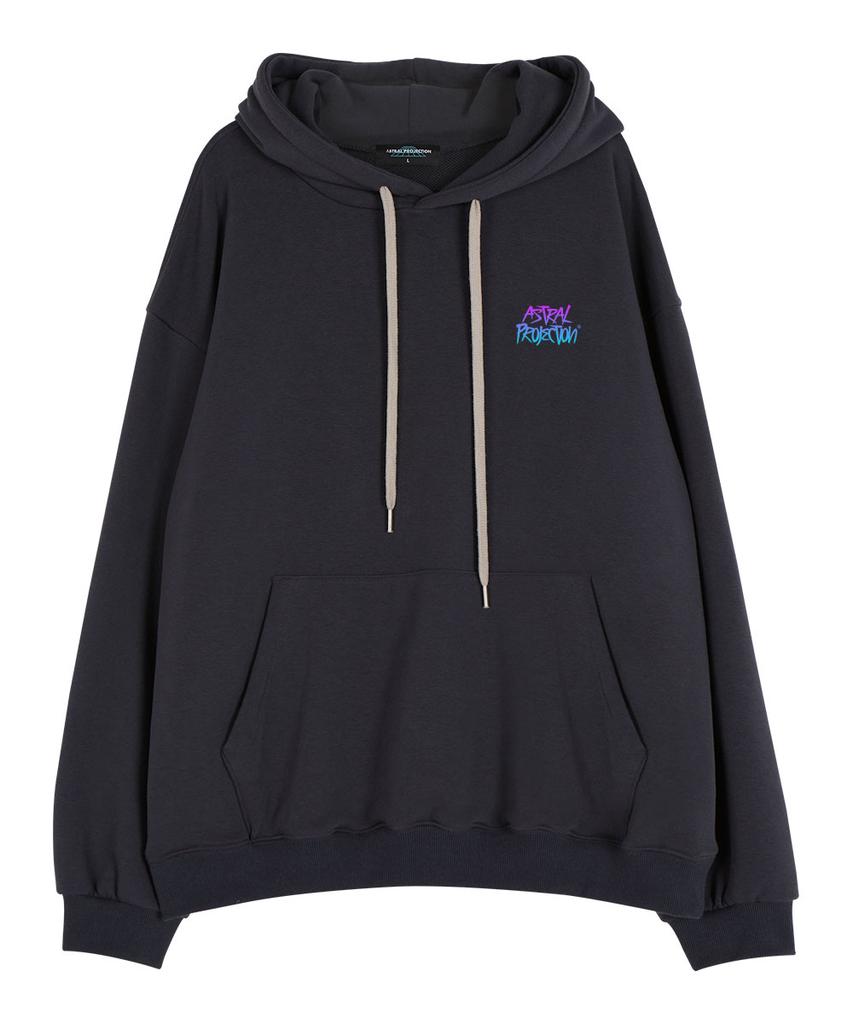 Graffiti Lettering Waffle Terry Hoodie_Charcoal