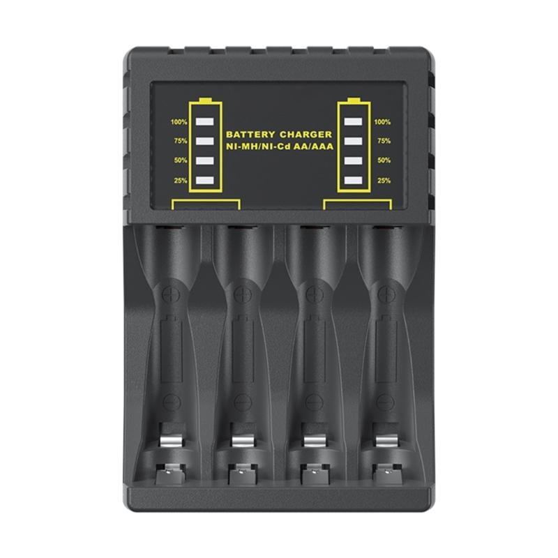 4 Slot Battery Charger Intelligent USB Type C Charger for 2A/3A Rechargeable Batteries With LED Indicator 1 чёрный