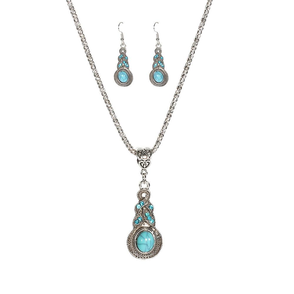 Personality Necklace Set Turquoise Fashion Bohemian White Green Flower Necklace