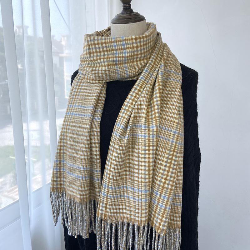 Cheap Plaid Scarf Fall/winter Imitation cashmere long tassel shawl Joom