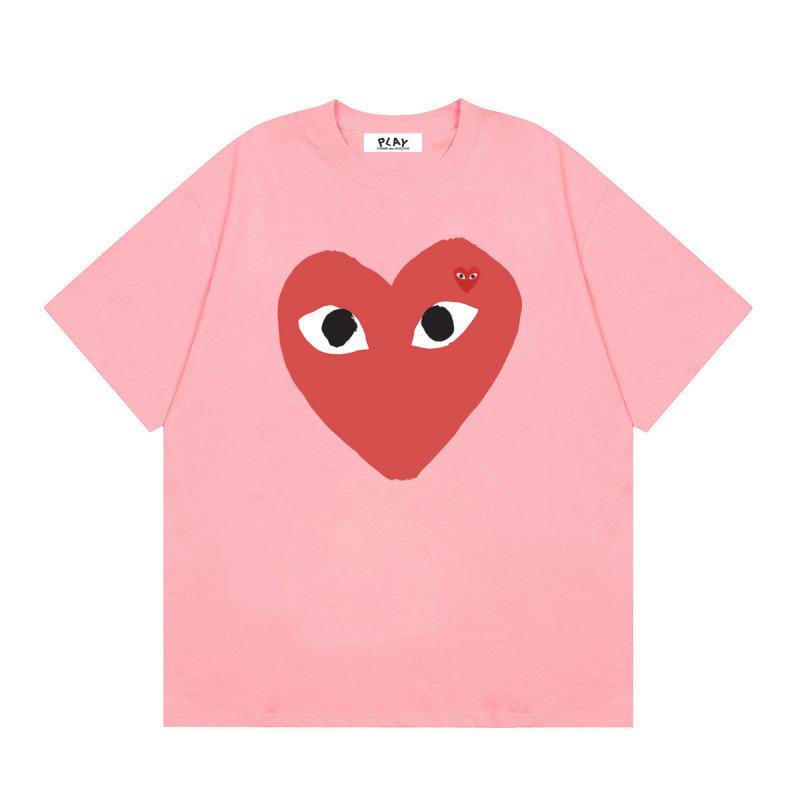 Japanese trendy brand heart-print short-sleeve T-shirt, unisex loose couple's summer casual daily versatile top