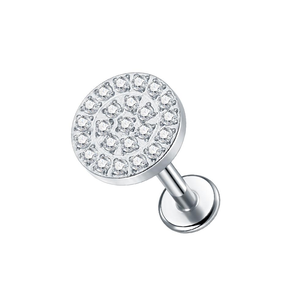 1Pc G23 Titanium Ear Tragus Earring Stud Internally Threaded CZ Crystal Labret Ring Cartilage Helix Piercing Body Jewelry 16G