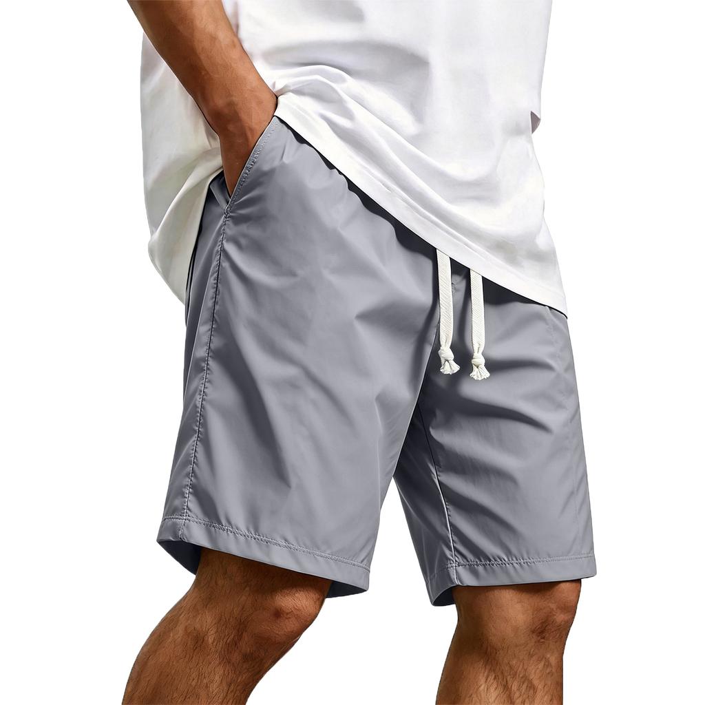 Men's Casual Quick Dry Drawstring Shorts Lightweight Breathable Five-Point Beach Pants Suitable for Outdoor Activities and Daily Wear