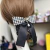 Elegant Starry Cat Plaid Bow Hair Clip with Professional Net Ribbon