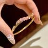 Vintage Peach Pink Zircon Flower Bracelet for Women Sparkling Elegant Sweet Princess Jewelry
