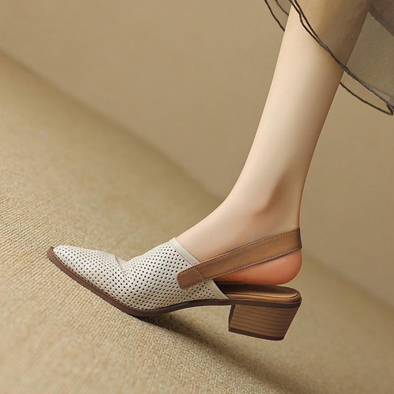 Fashion 2025 new designer cutout women sandals pointed toe low heel summer shoes slingback breathable shoes gladiator sandalias mujer