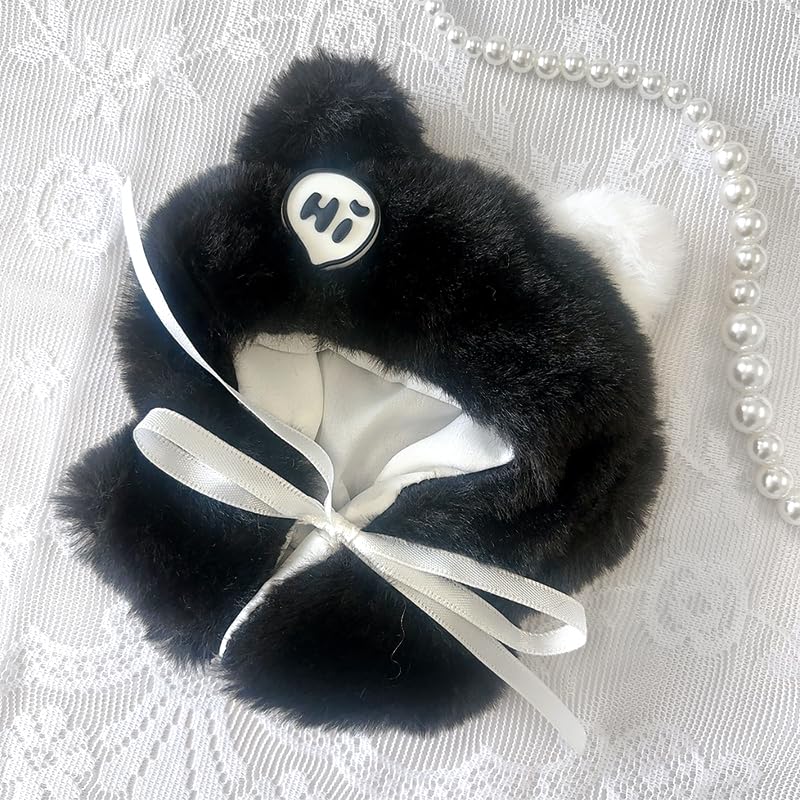 Puszyste kocie ponczo, czarne, dla 10cm pluszowej zabawki [Przedmiot]