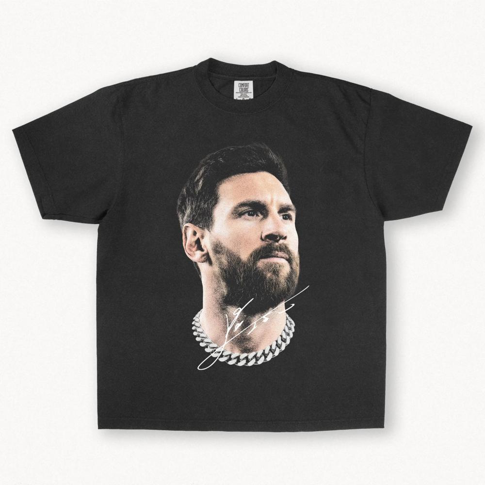 Messi Graphic Tee – Football Autographed Streetwear Shirt – Premium Cotton Unisex T-shirt 4XL