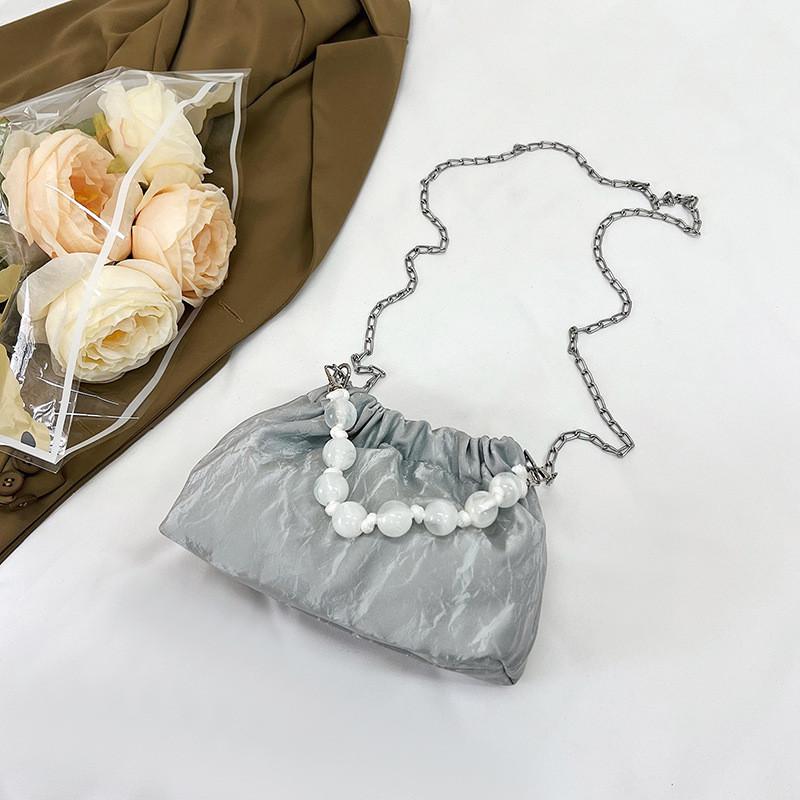 Trendy Women's Beaded Handbag Stylish Chain Crossbody Bucket Bag In Various Colors