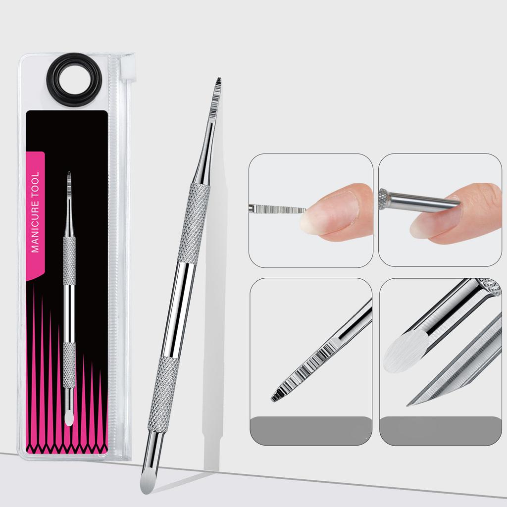 Doppelseitiger Nagelhautschieber-Entferner-Reiniger Nail Art Dotting Pen Edelstahl Maniküre Pediküre Nail Art Pflegewerkzeug