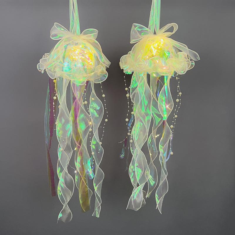 Color DIY Jellyfish Lamp Lantern Mermaid Parti Jellyfish Light Lantern Girls Happy Under The Sea Theme Birthday Party Decor