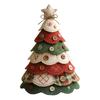 Fabric Christmas Tree Figurine Handmade Multi-layer Felt Xmas Tree Ornament with Buttons And Star Topper Holiday DIY Patchwork Craft for Home Office