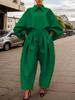 2025 Höst Elegant Grön Långärmad Jumpsuit: Europeiskt och amerikanskt mode