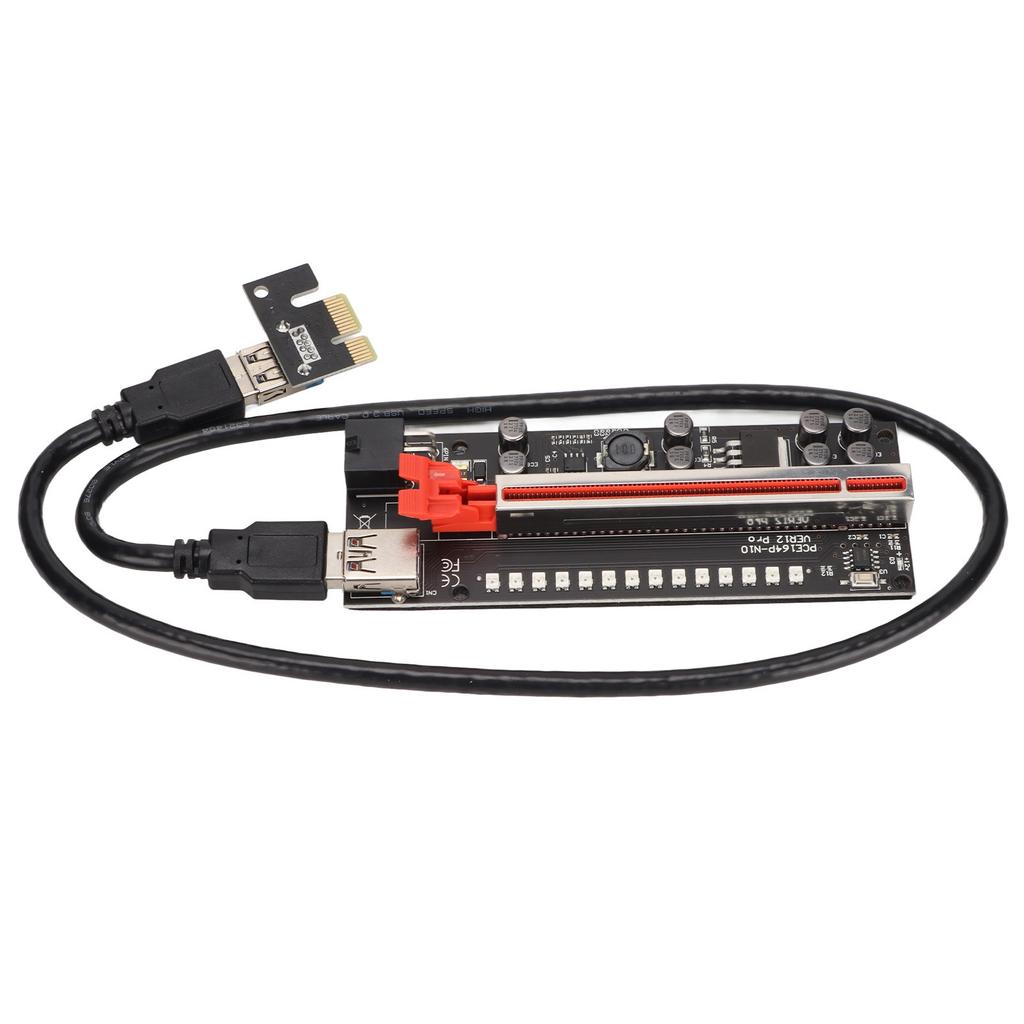 Riser-Adapterkarte 8 Excicon-Kondensatoren Mehrschichtige Abschirmung Feste Schnalle PCIE Riser 1x auf 16x Adapter